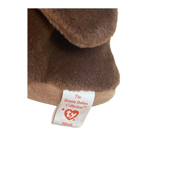 Vintage 1996 Hoot The Owl Ty Beanie Baby PVC Pellets No Hang Tag Retired - Picture 4 of 7